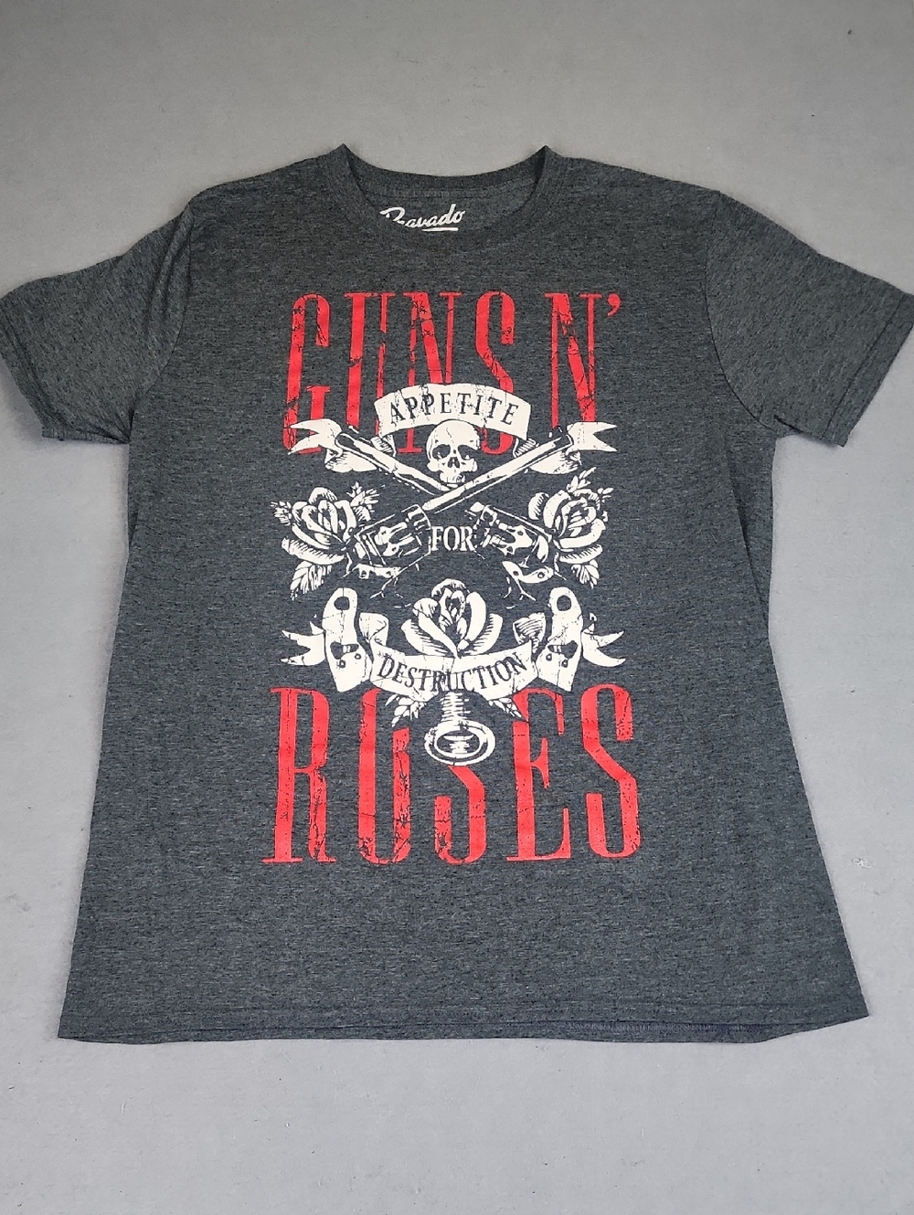 Guns N' Roses Graphic Tee Gray with Red Print Unisex Bravado Large